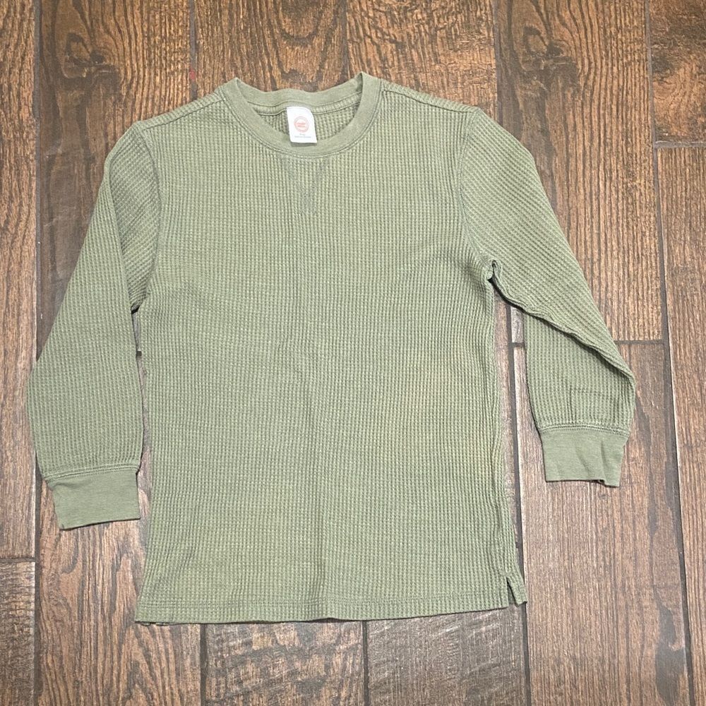 Wonder Nation Thermal Green Ribbed Kids Long Sleeve Shirt Size M (8)